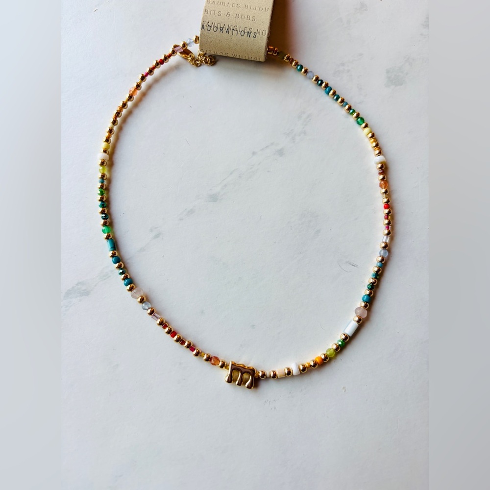 NWT Anthropologie Beaded Bubble Letter Lowercase Monogram Necklace Letter m